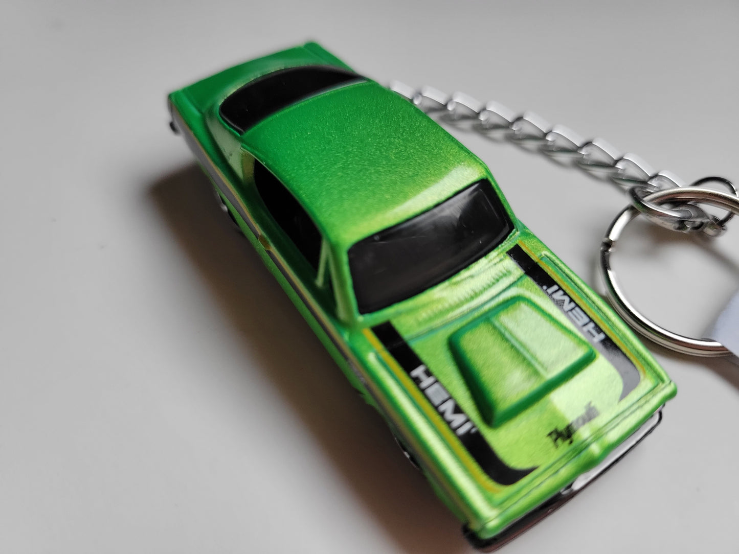 Diecast Car Keychain Hot Wheels Top Rides 68 BARRACUDA  (Green)