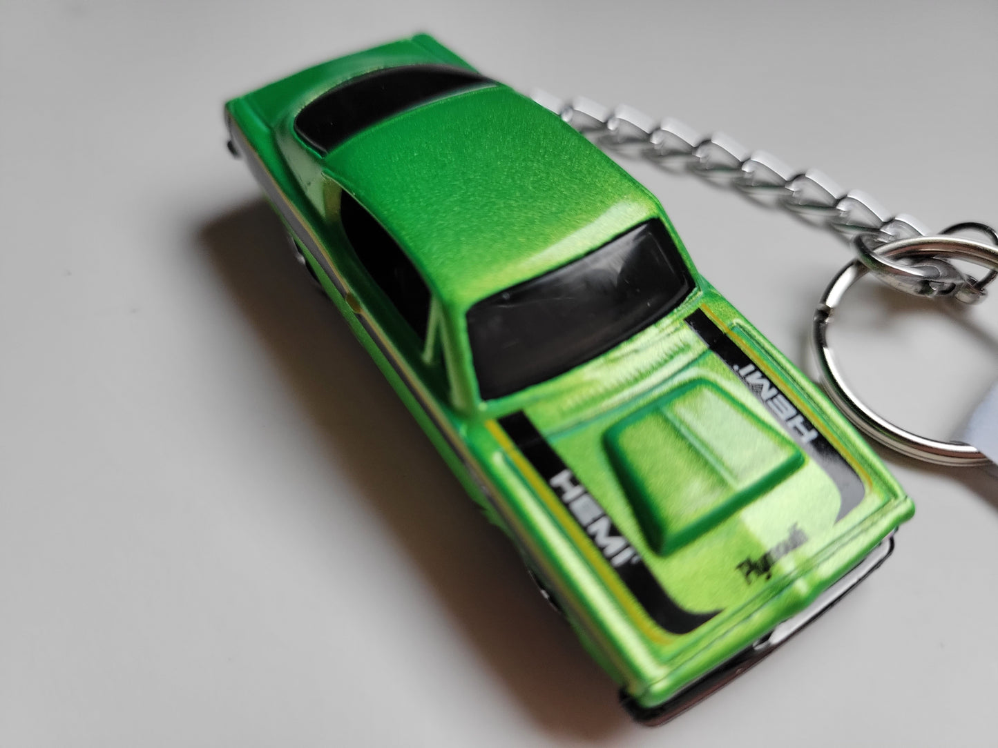 Diecast Car Keychain Hot Wheels Top Rides 68 BARRACUDA  (Green)