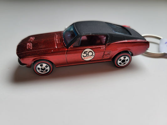 Diecast Car Keychain Hot Wheels 50th Anniv.  Custom 67 MUSTANG (Red)