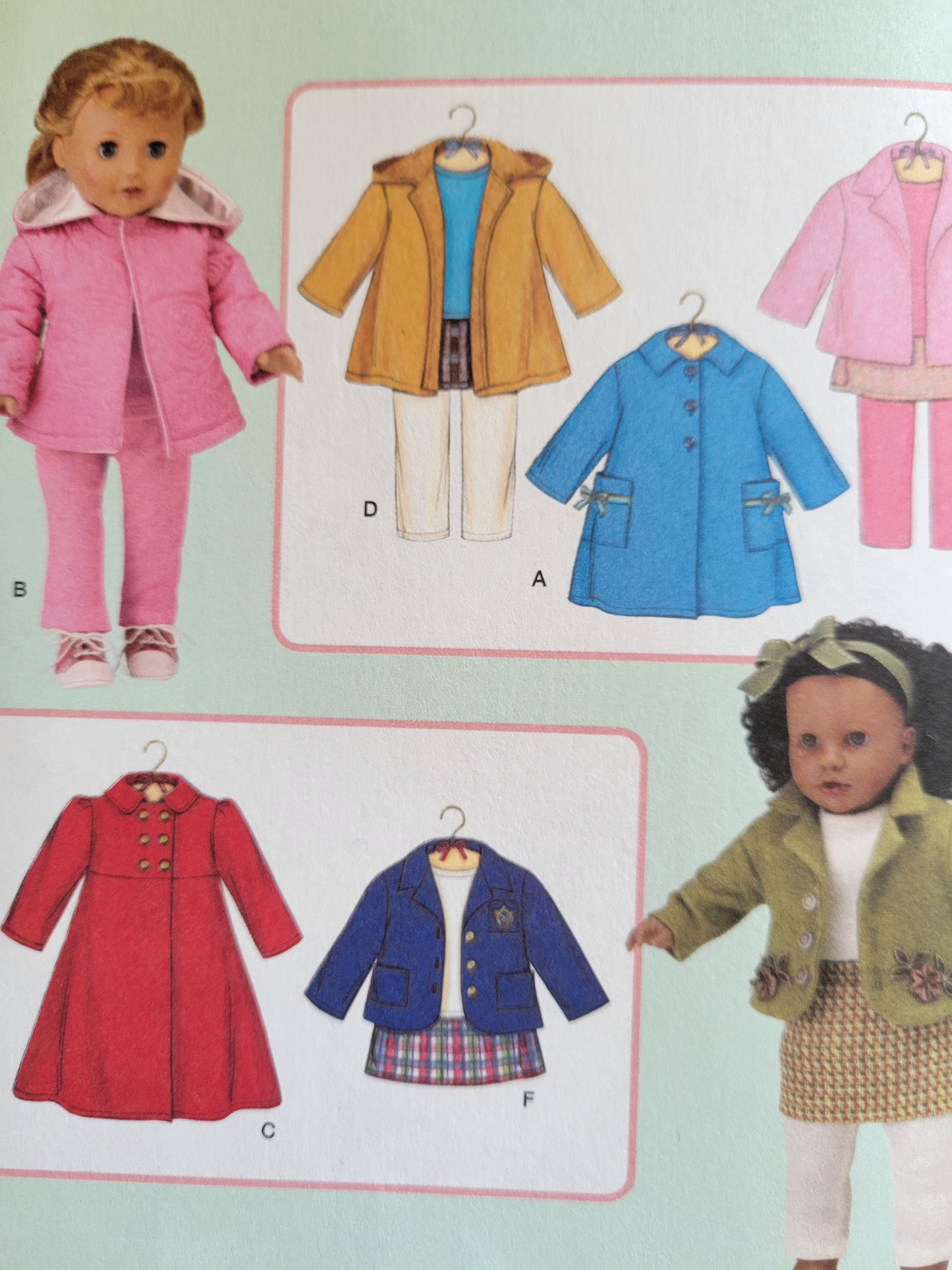 Simplicity #3551 18" Doll Sewing Pattern Coat, Pants, Skirt, Jacket, Top