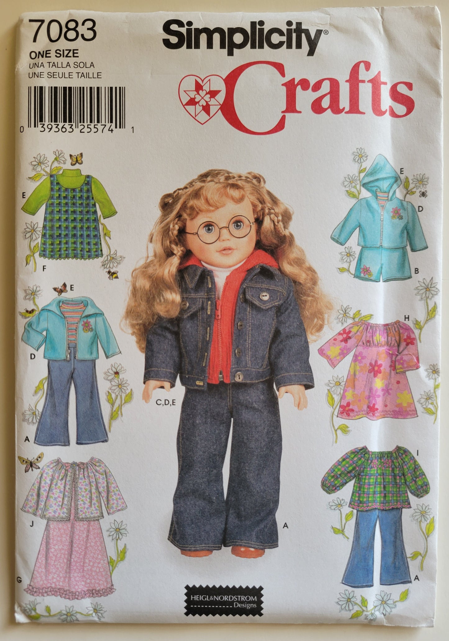 Simplicity #7083 18" Doll Sewing Pattern Robe. Pjs, Coat, Skirt, Pants, Shirt