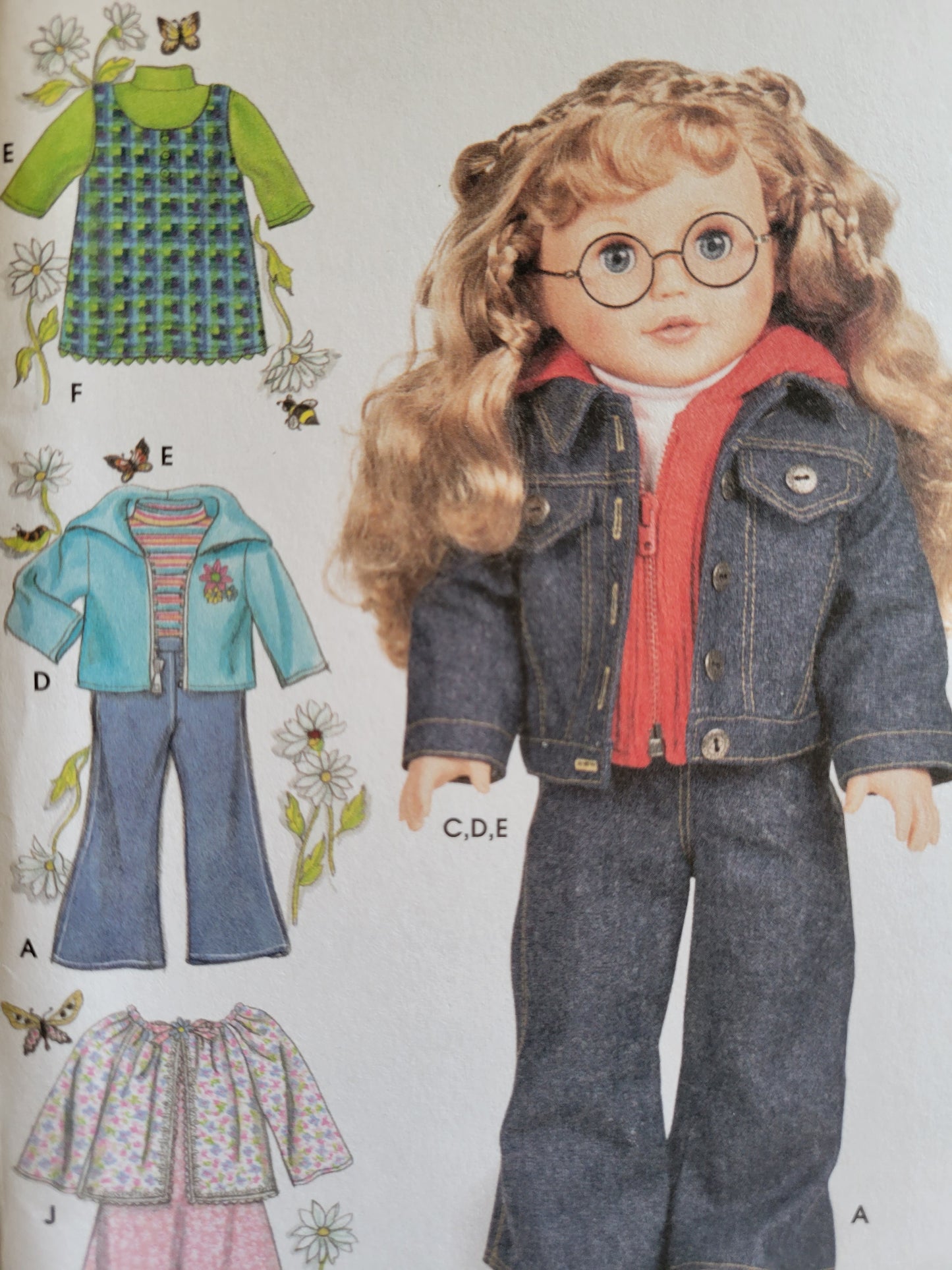 Simplicity #7083 18" Doll Sewing Pattern Robe. Pjs, Coat, Skirt, Pants, Shirt