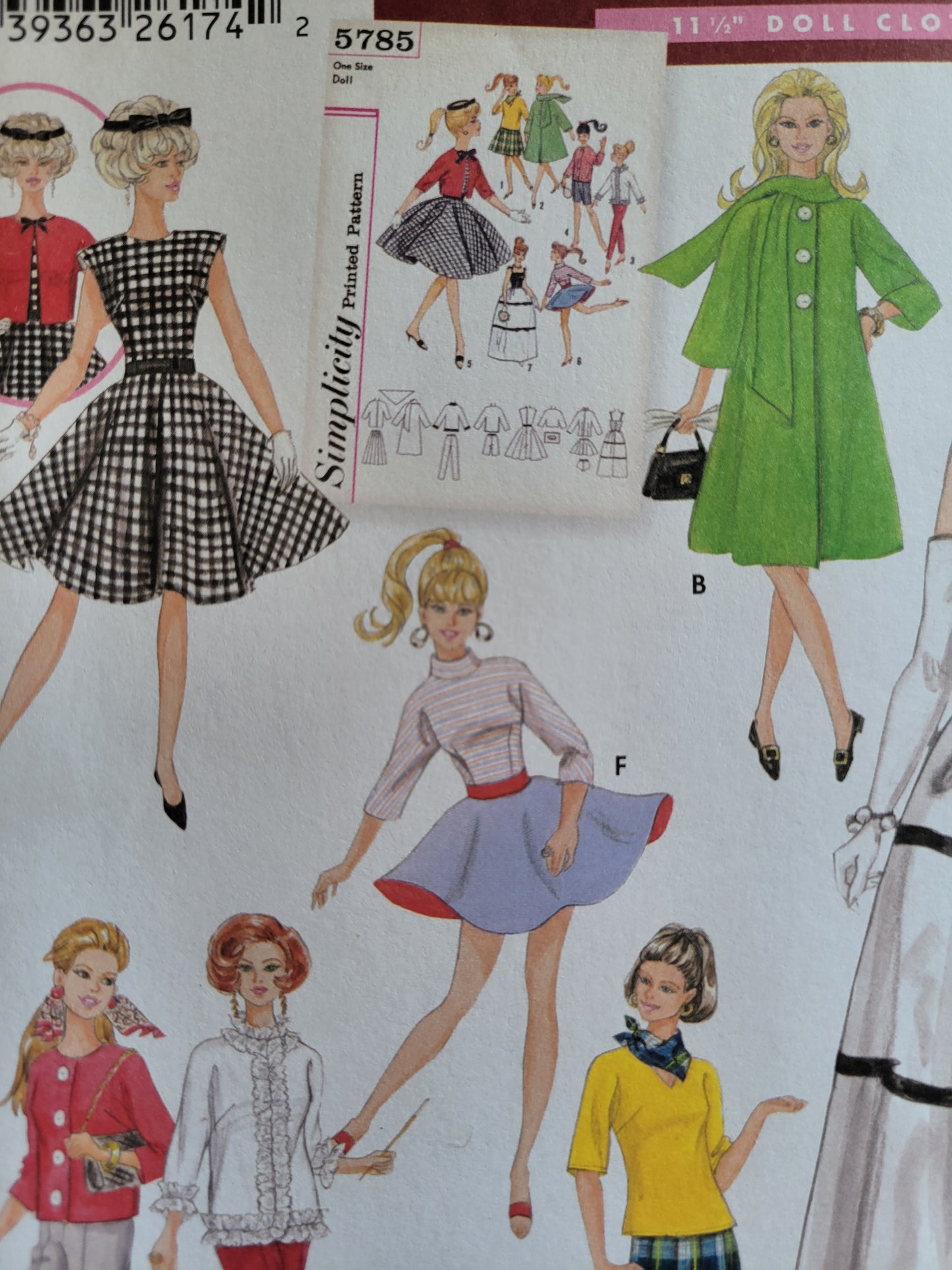 Simplicity #5785 11 1/2 Inch Doll Sewing Pattern Fit BARBIE Dress Gown Skirt Top