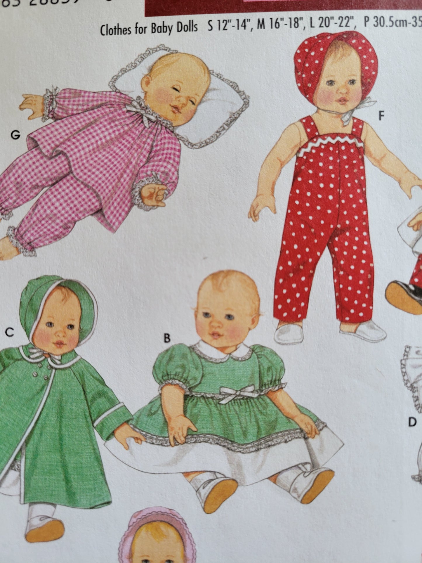 Simplicity #4707 Doll Clothes Pattern 3 Sizes  Dress Coat Slip Panties Overalls