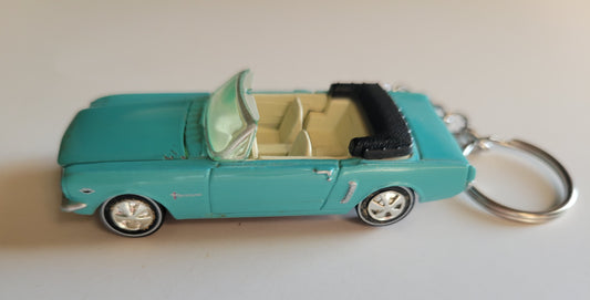 Diecast Car Keychain Johnny Lightening MUSTANG Convertible (Turquoise Blue)