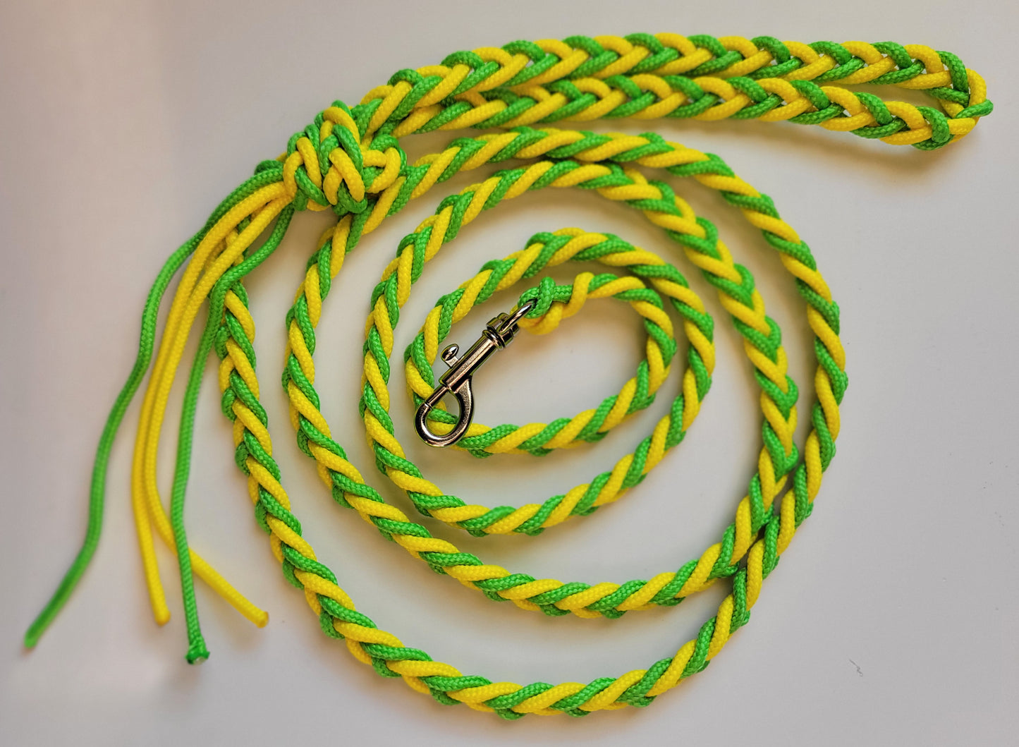 Paracord Braided Dog Leash Lead  ft (Bright Yellow & Green) Sm to Med Dog Training Walking