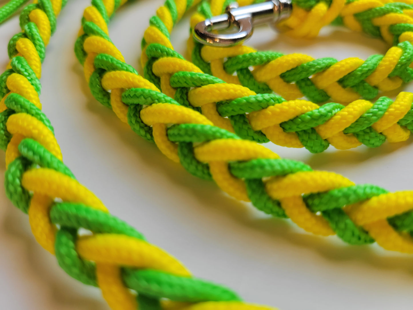 Paracord Braided Dog Leash Lead  ft (Bright Yellow & Green) Sm to Med Dog Training Walking