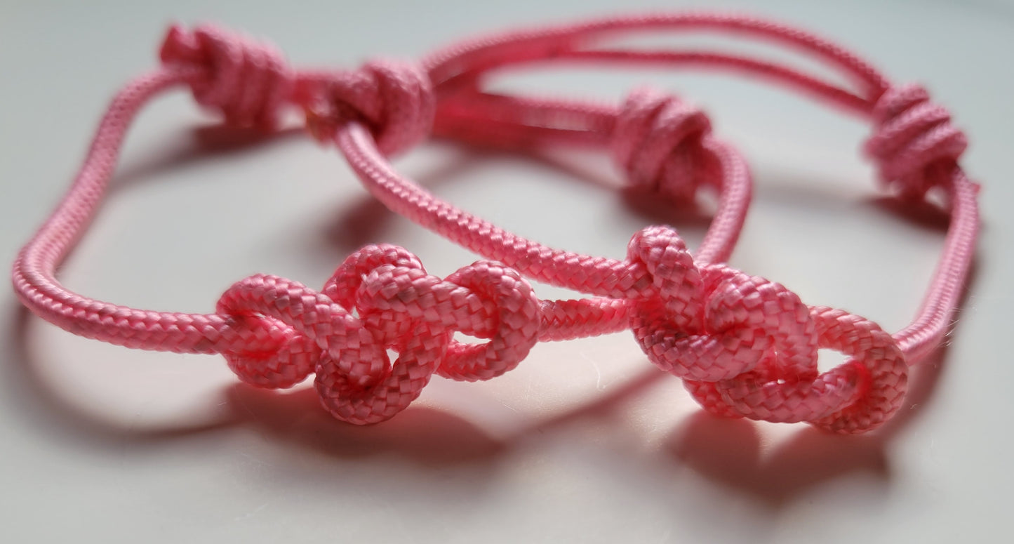 Best Friends Eternity Knot Matching Set Paracord Friendship Bracelets (Pink)