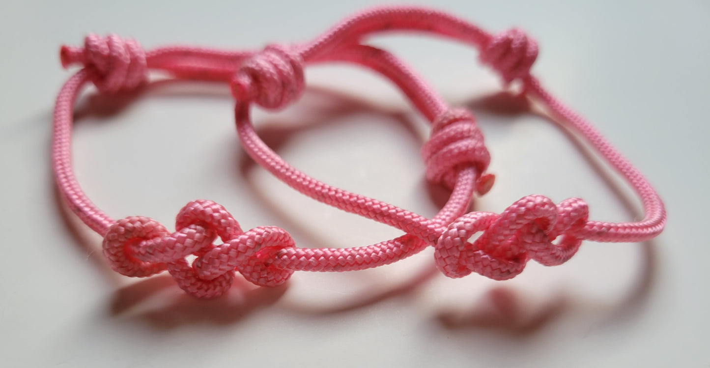 Best Friends Eternity Knot Matching Set Paracord Friendship Bracelets (Pink)