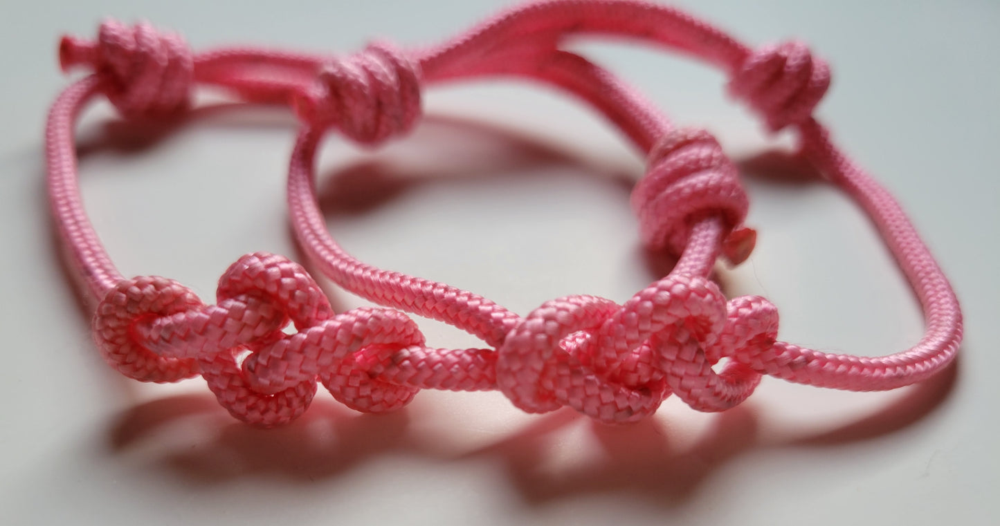 Best Friends Eternity Knot Matching Set Paracord Friendship Bracelets (Pink)