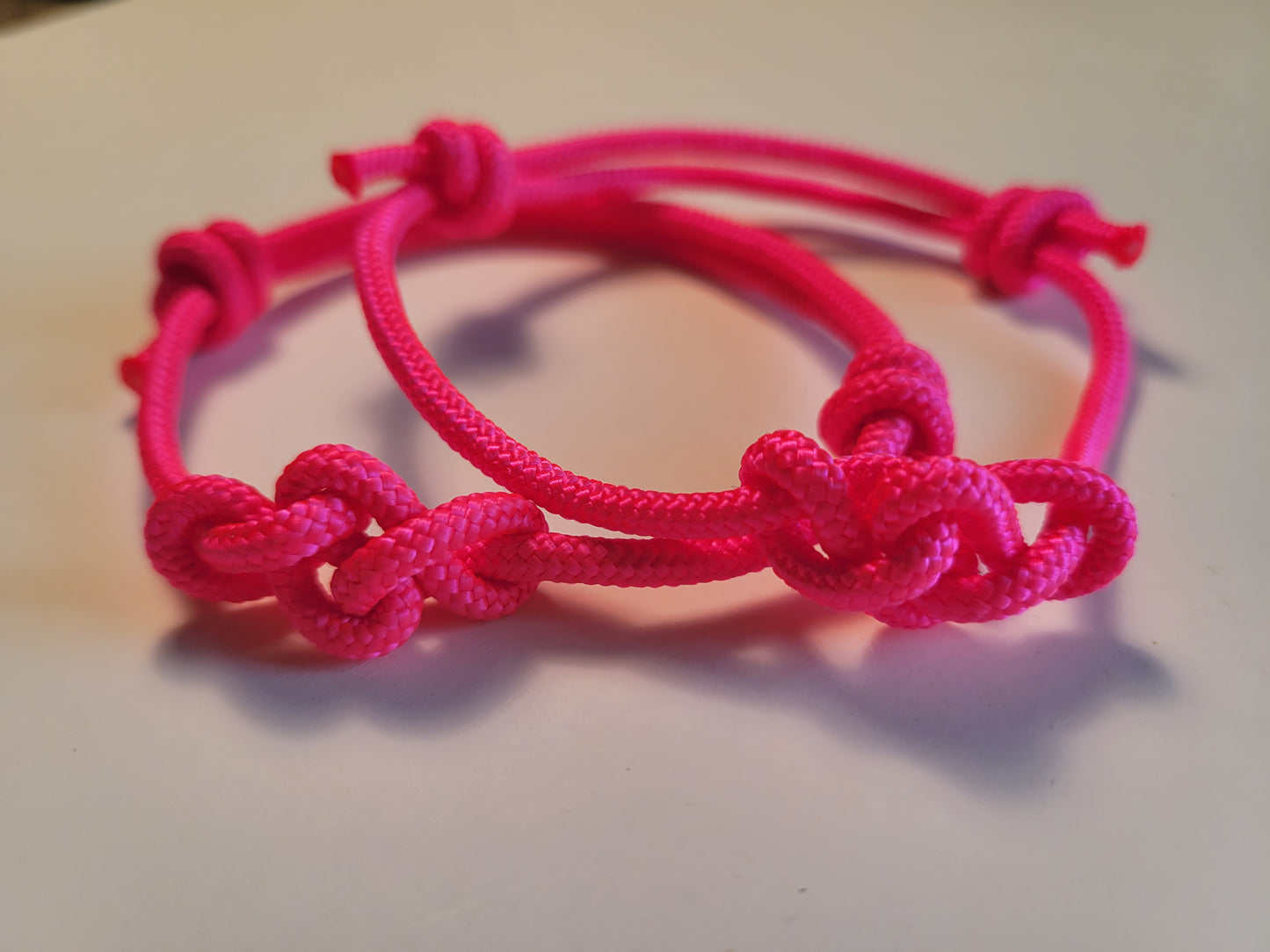 Best Friends Eternity Knot Matching Set Paracord Friendship Bracelets (Hot Pink)