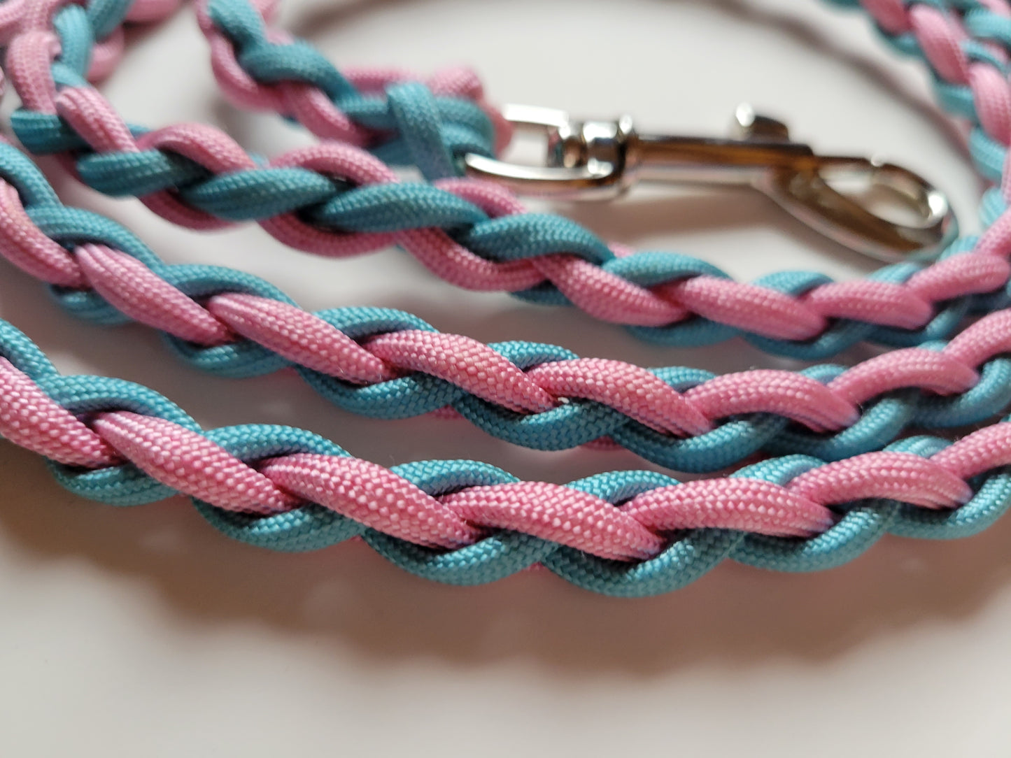 Paracord Braided Leash Lead 6 ft (Pink & Blue) Puppy Cat Sm to Med Dog Training/Walking