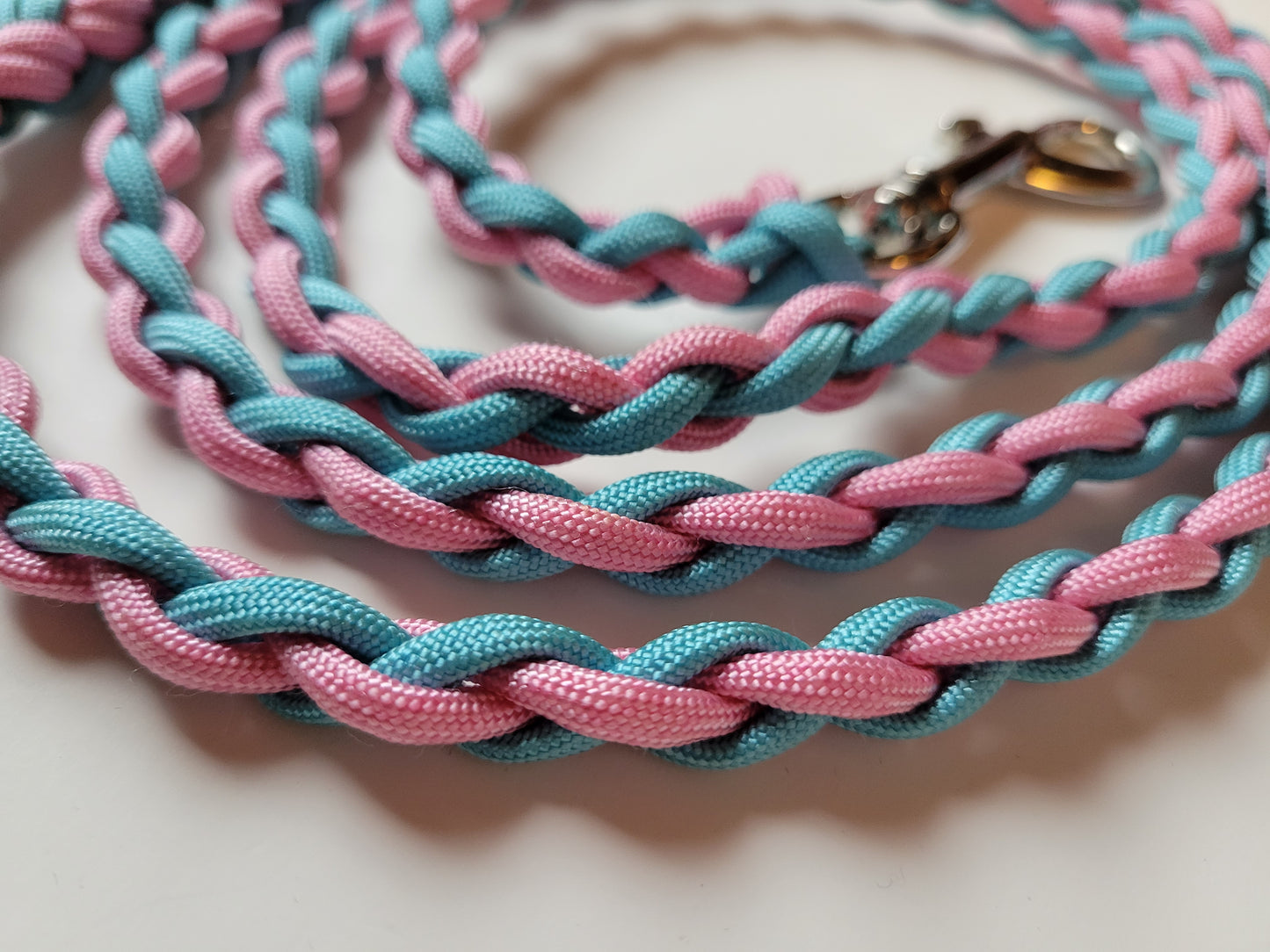 Paracord Braided Leash Lead 6 ft (Pink & Blue) Puppy Cat Sm to Med Dog Training/Walking