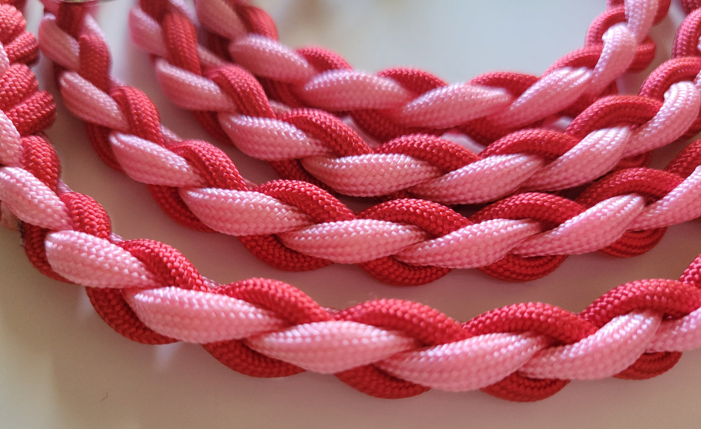 Paracord Braided Dog Leash Lead 6ft (Red & Pink) Med or Lg Dog Training/Walking