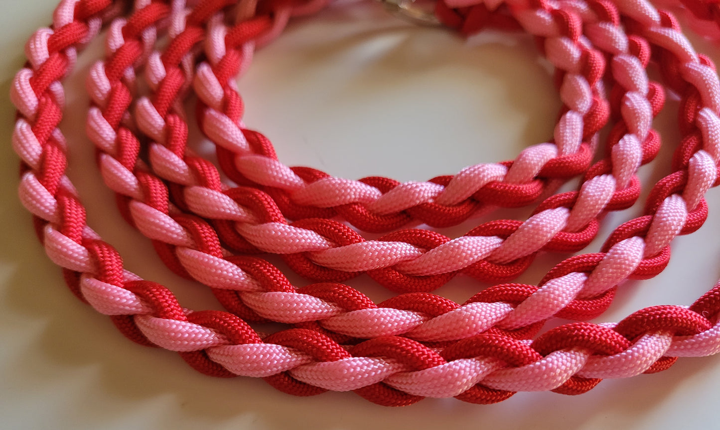 Paracord Braided Dog Leash Lead 6ft (Red & Pink) Med or Lg Dog Training/Walking