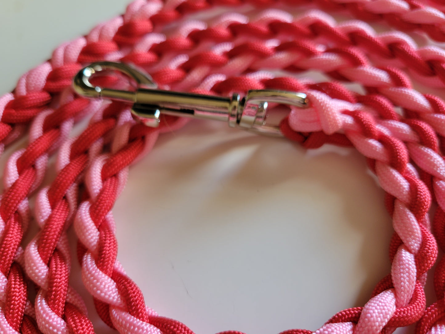 Paracord Braided Dog Leash Lead 6ft (Red & Pink) Med or Lg Dog Training/Walking