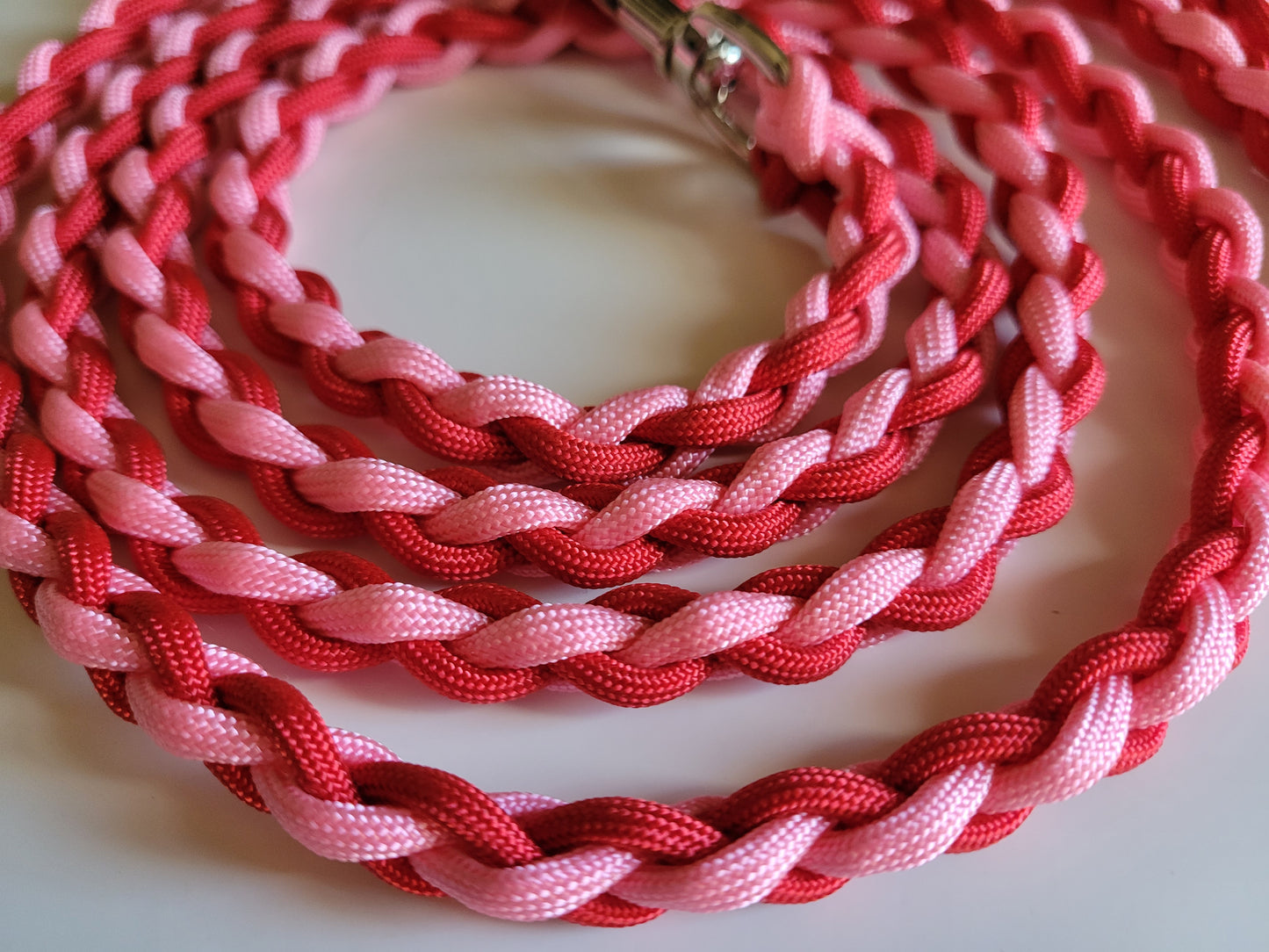 Paracord Braided Dog Leash Lead 6ft (Red & Pink) Med or Lg Dog Training/Walking