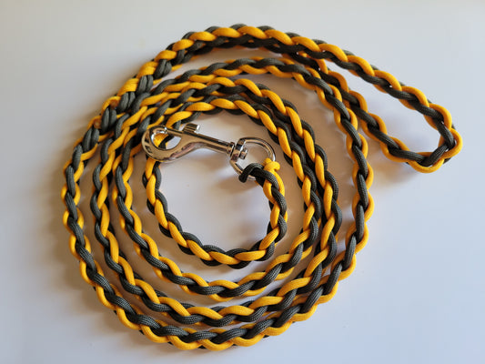 Paracord Braided Dog Leash Lead 6ft (Olive Drab & Gold) Med or Lg Dog Training/Walking