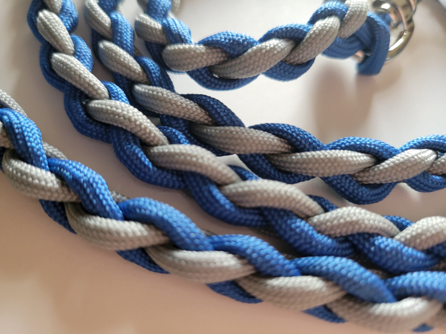 Paracord Braided Dog Leash Lead 6ft (Royal Blue & Gray) Med or Lg Dog Training/Walking