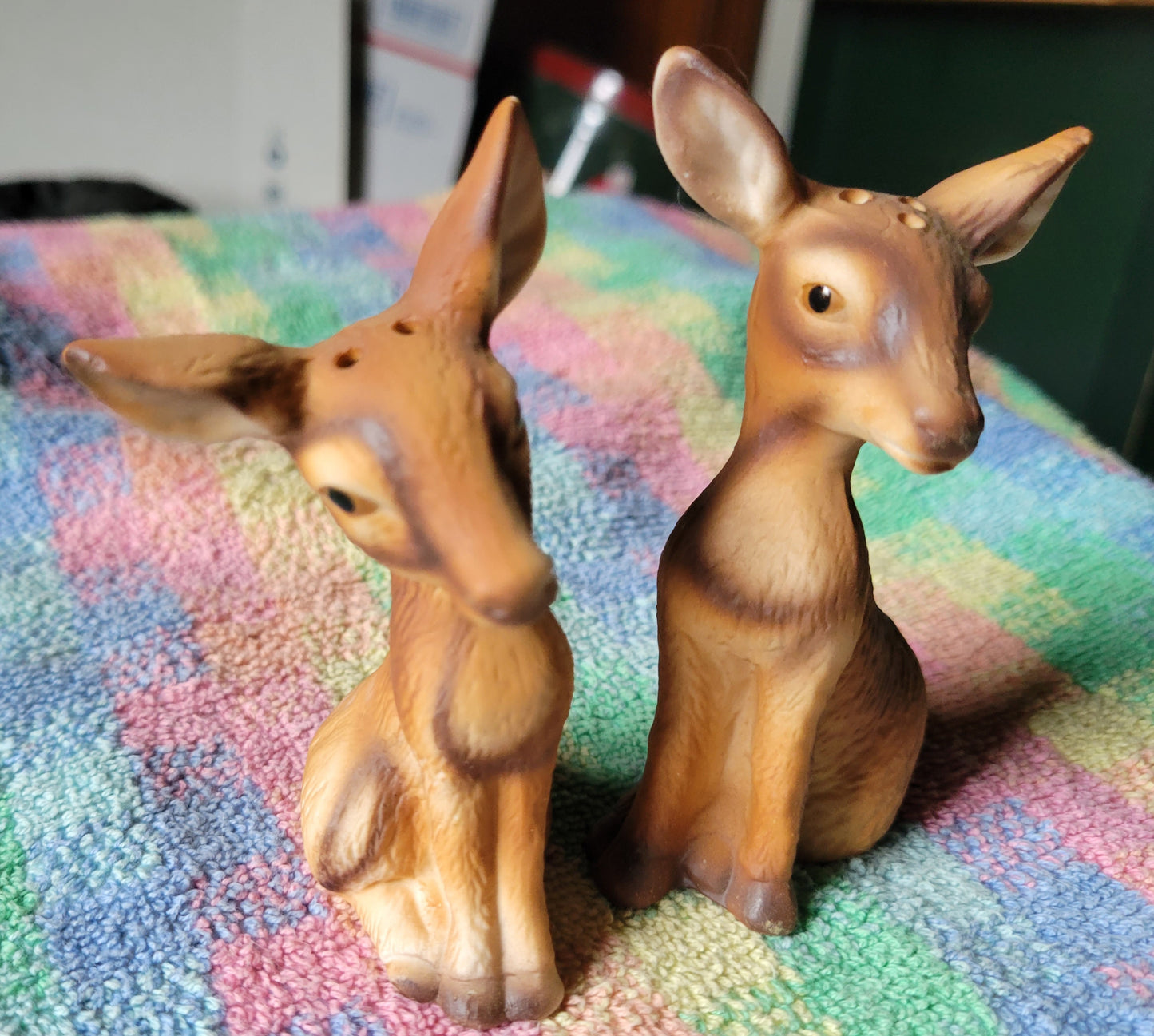 Vintage Baby Deer Sitting Spotted Fawn Salt & Pepper Shakers