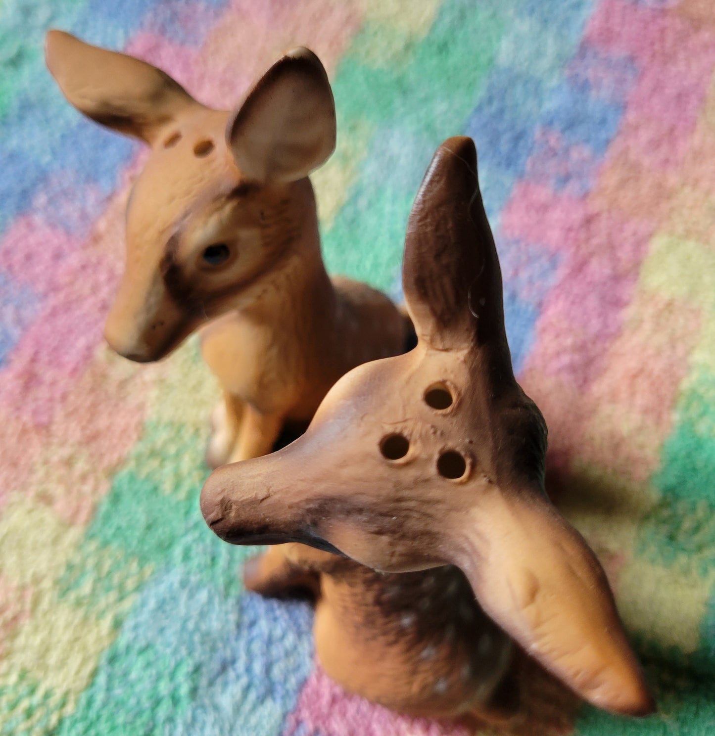 Vintage Baby Deer Sitting Spotted Fawn Salt & Pepper Shakers