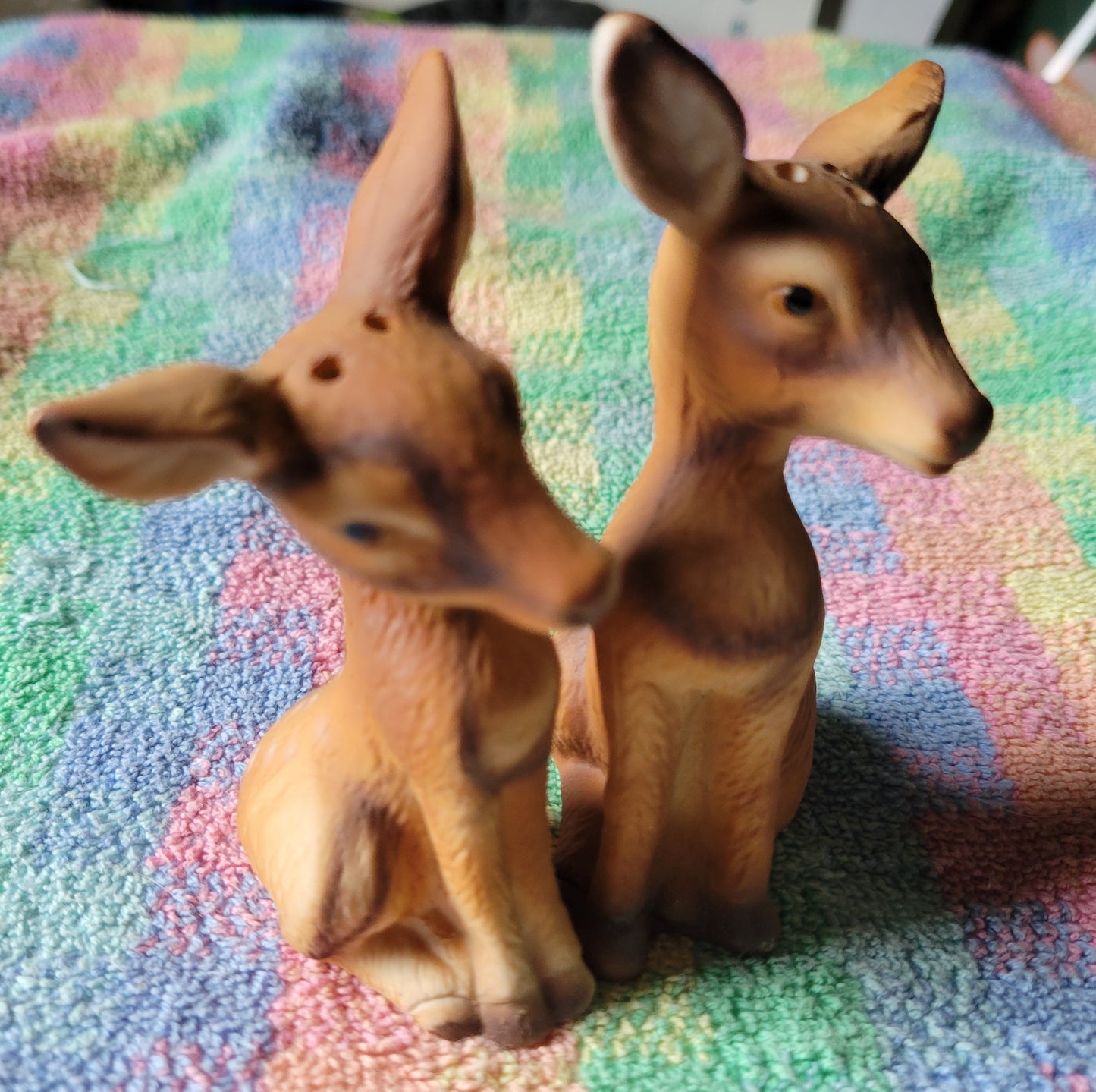 Vintage Baby Deer Sitting Spotted Fawn Salt & Pepper Shakers