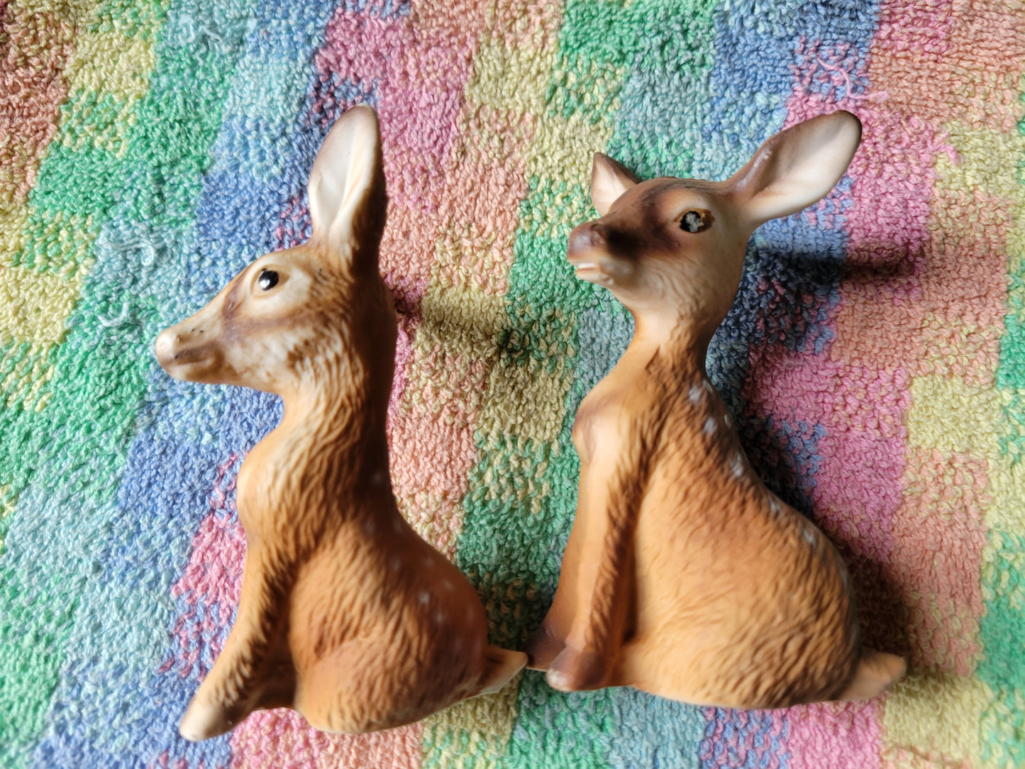 Vintage Baby Deer Sitting Spotted Fawn Salt & Pepper Shakers