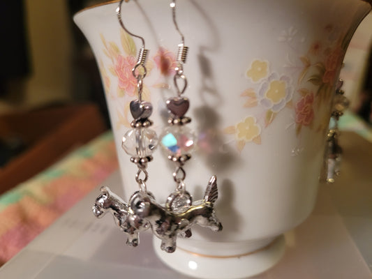Artisan WESTIE/SCOTTIE Dog Breed Dangle Crystal Silvertone Earrings French Wires