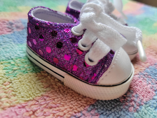 Purple Sparkle Sneaker Doll Shoes Fit Galoob Baby Face Dolls New ♡So Cute!♡