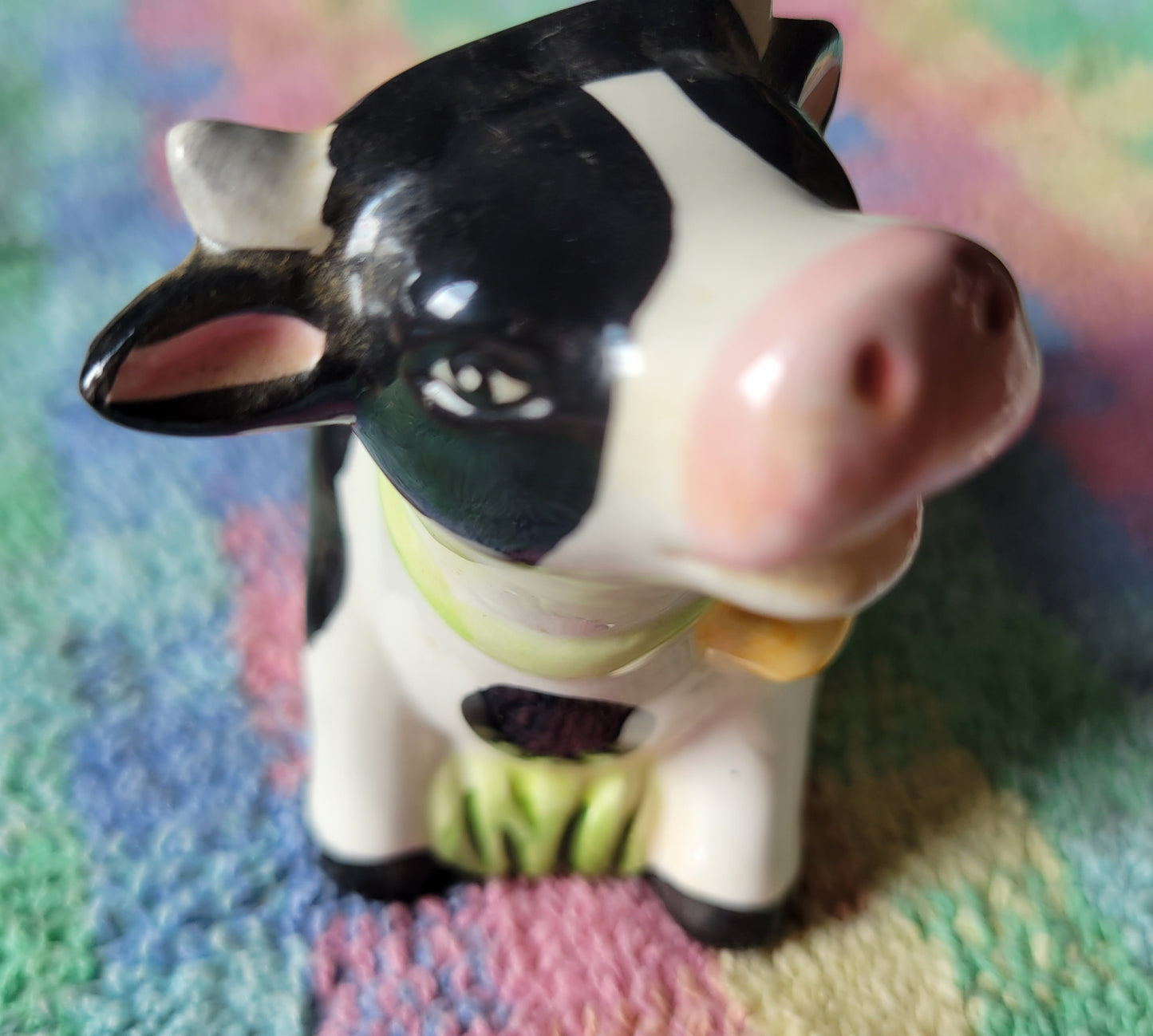Spotted Cows With Flowers Salt and Pepper Shakers Vintage China