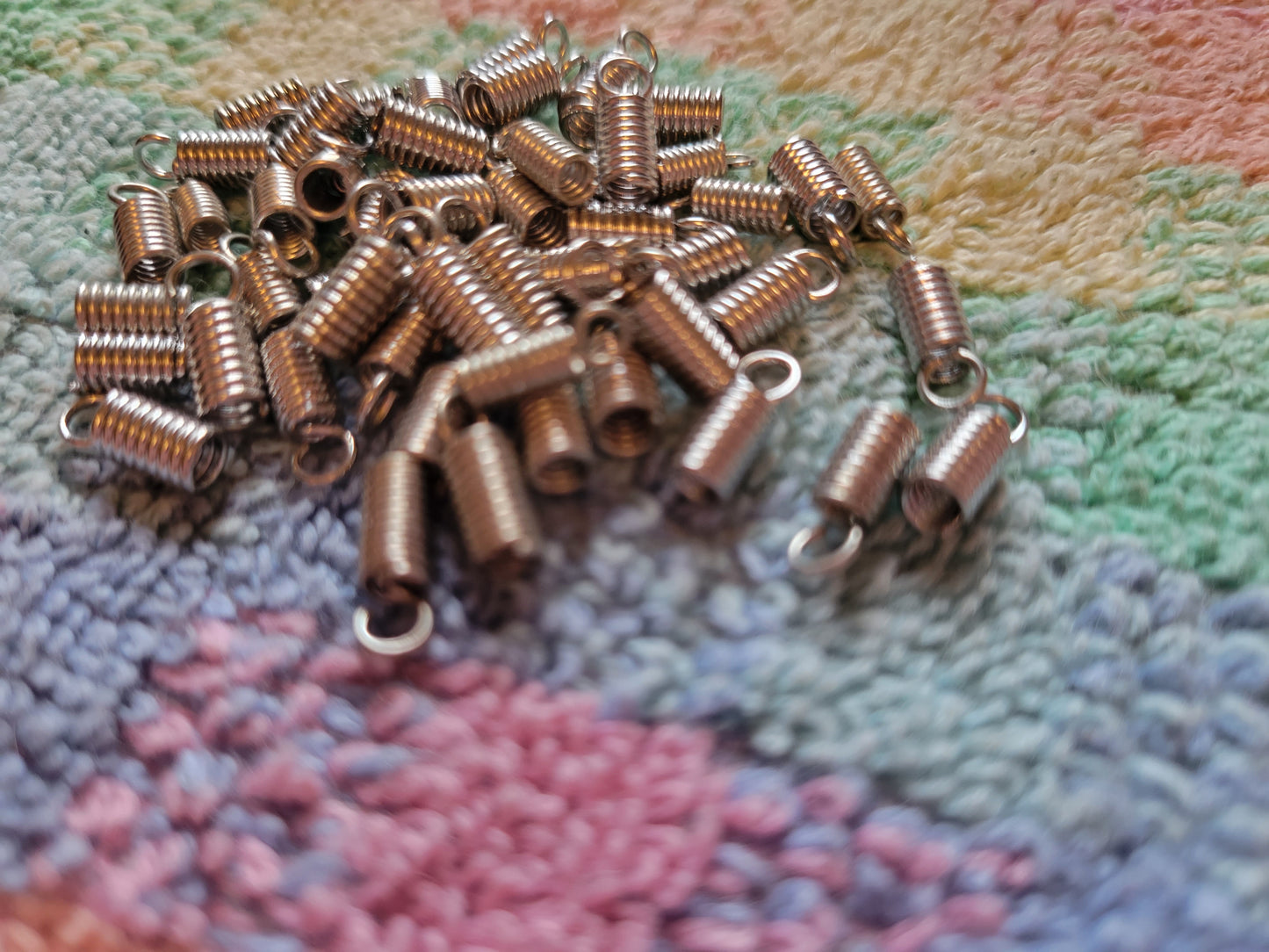 50 Spring Coil Crimp Necklace Closure Connectors 3mm X 7mm Jewelry Making