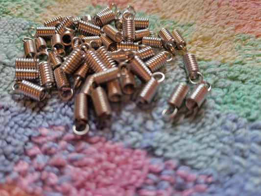 50 Spring Coil Crimp Necklace Closure Connectors 3mm X 7mm Jewelry Making