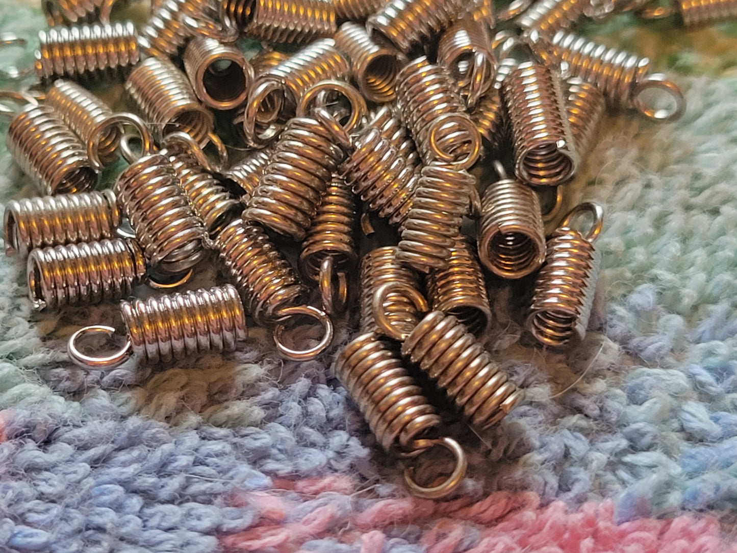 50 Spring Coil Crimp Necklace Closure Connectors 3mm X 7mm Jewelry Making