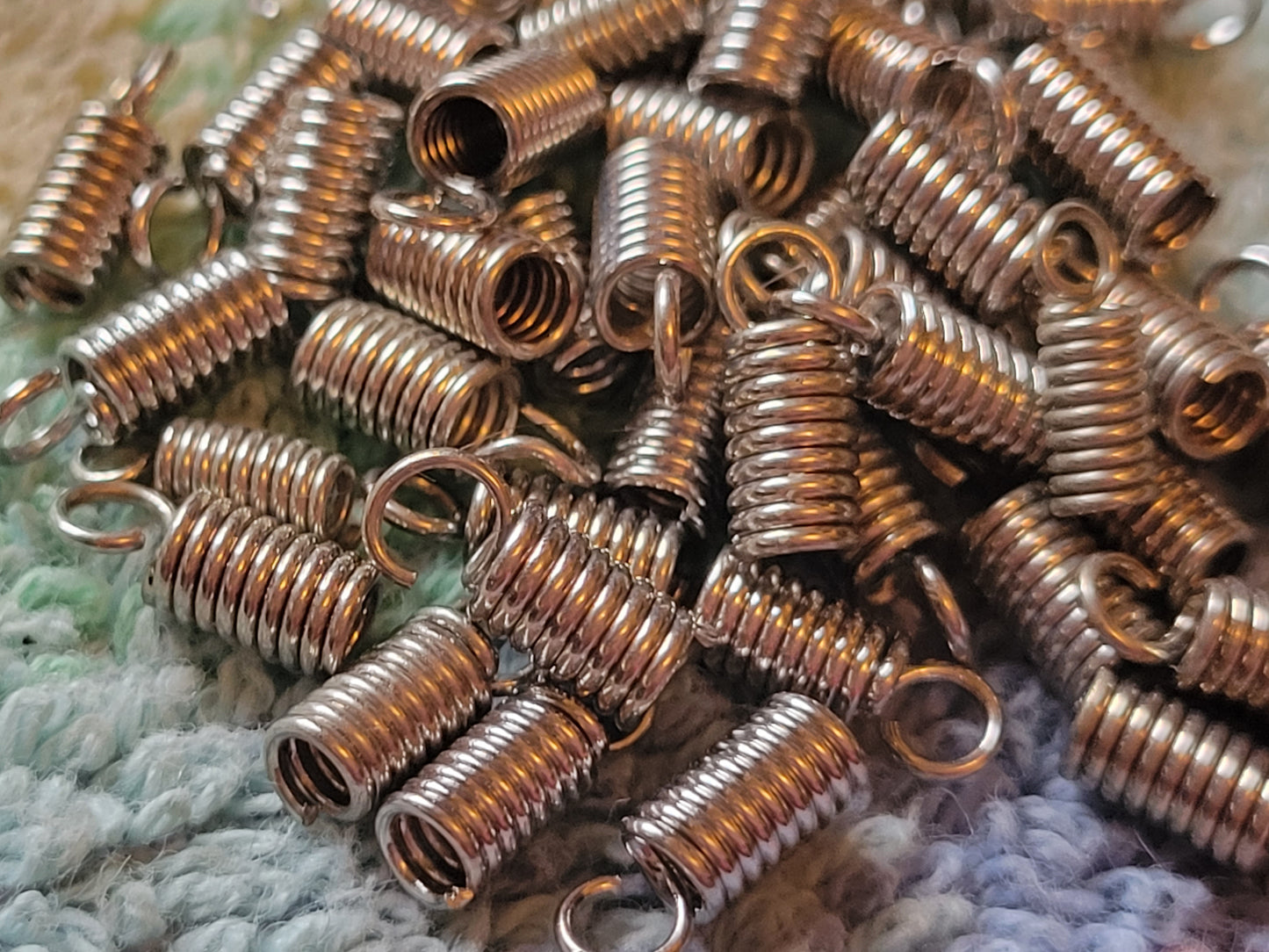 50 Spring Coil Crimp Necklace Closure Connectors 3mm X 7mm Jewelry Making
