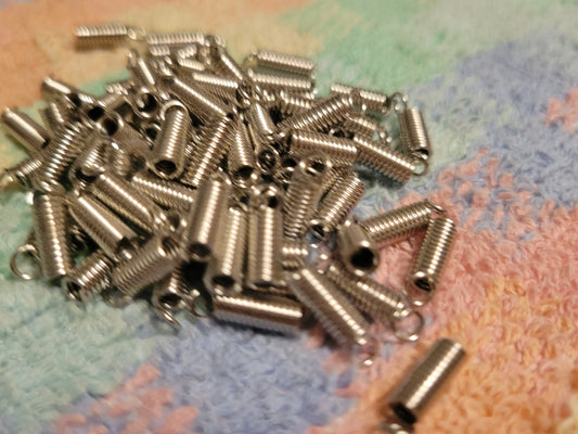 50 Spring Coil Crimp Necklace Closure Connectors 4mm X 9mm Jewelry Making