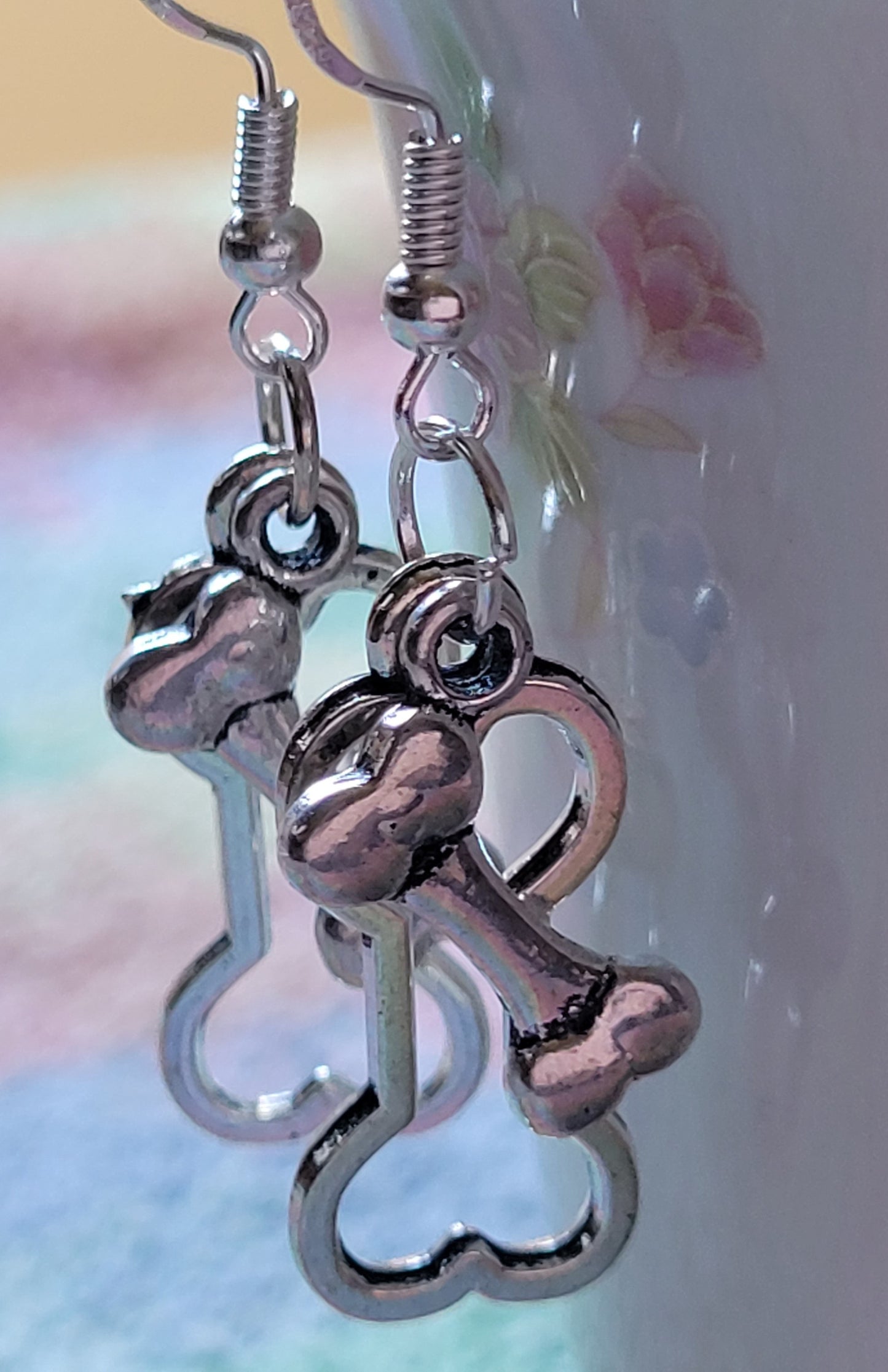Dog Bone Earrings Cut Out Style Dangle Drop Fashion Earrings