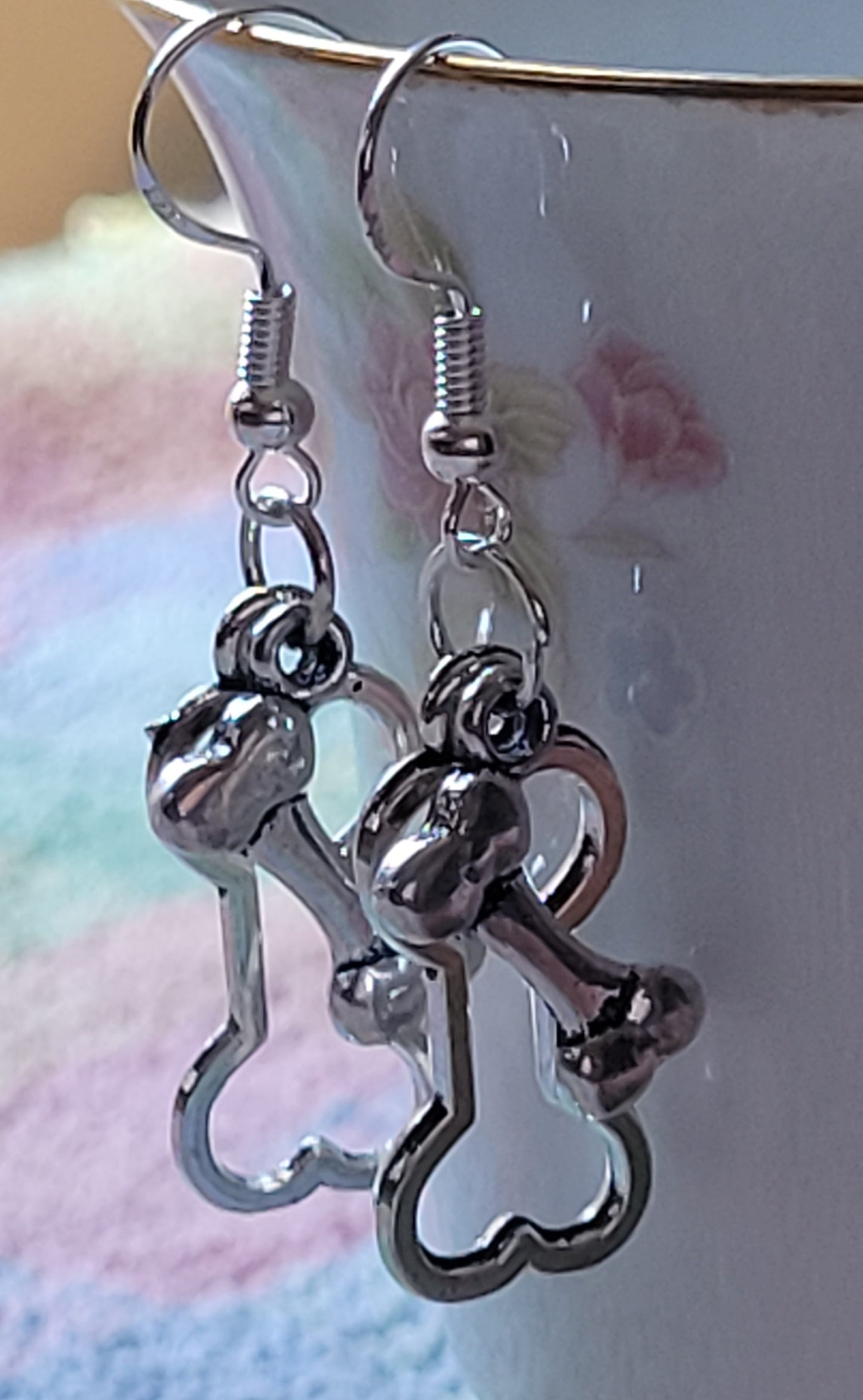 Dog Bone Earrings Cut Out Style Dangle Drop Fashion Earrings