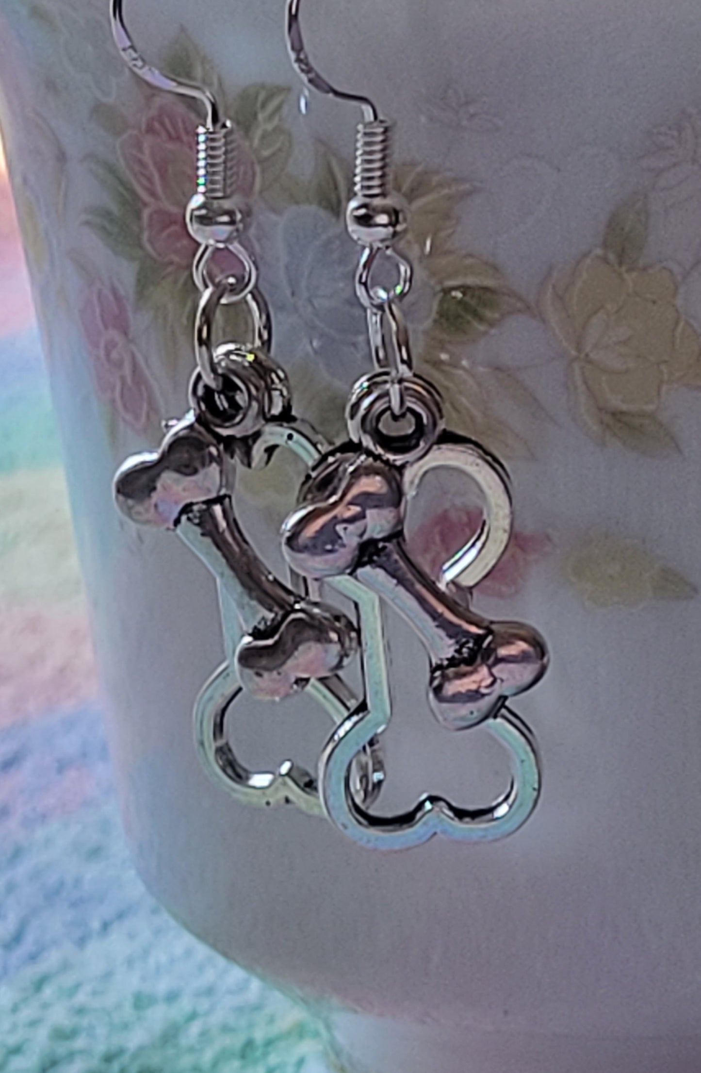 Dog Bone Earrings Cut Out Style Dangle Drop Fashion Earrings