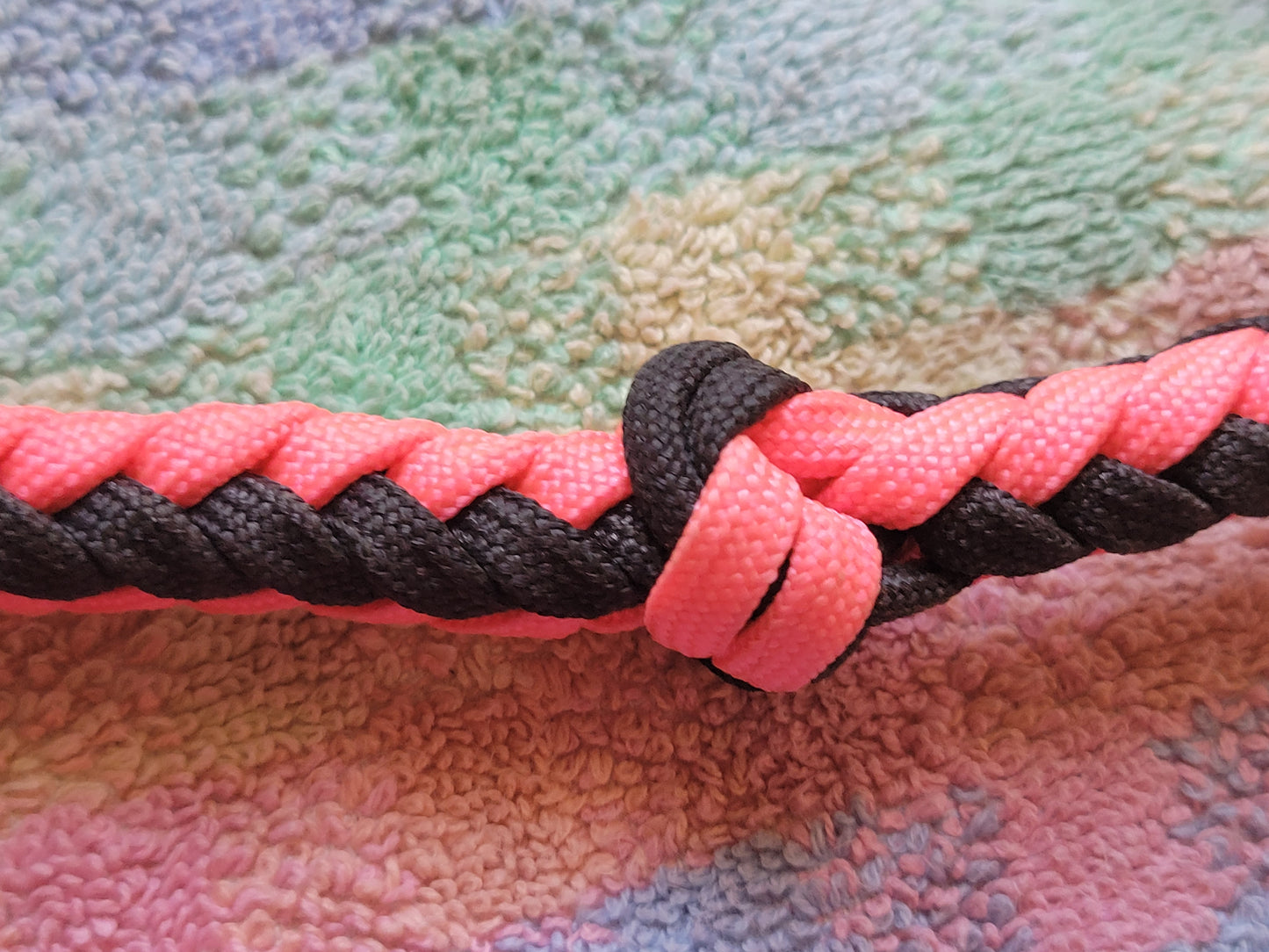 Barrel Reins Pink & Black Knotted Paracord By Tough-1 For Horse
