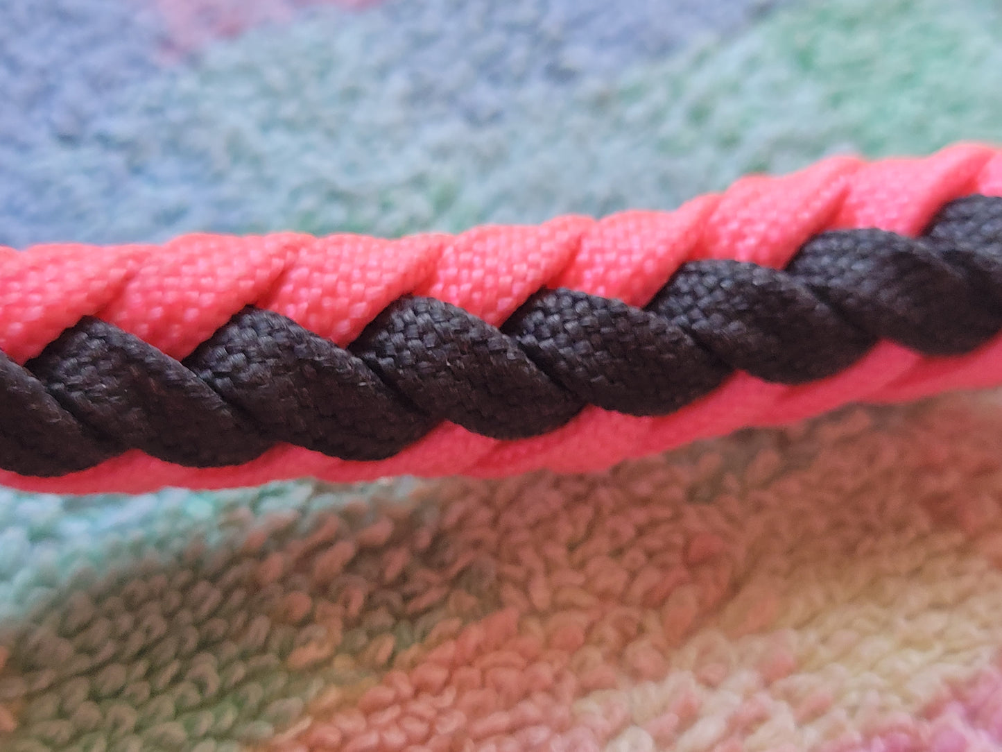 Barrel Reins Pink & Black Knotted Paracord By Tough-1 For Horse