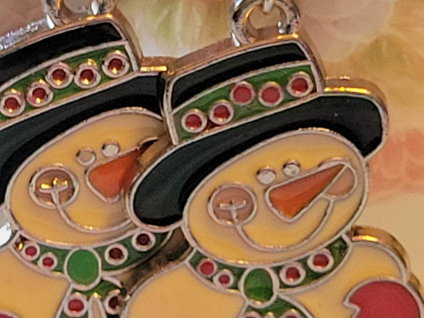 Artisan Adorable SNOWMAN Vintage Style Dangle Drop Earrings French Wire Silvertone Pierced