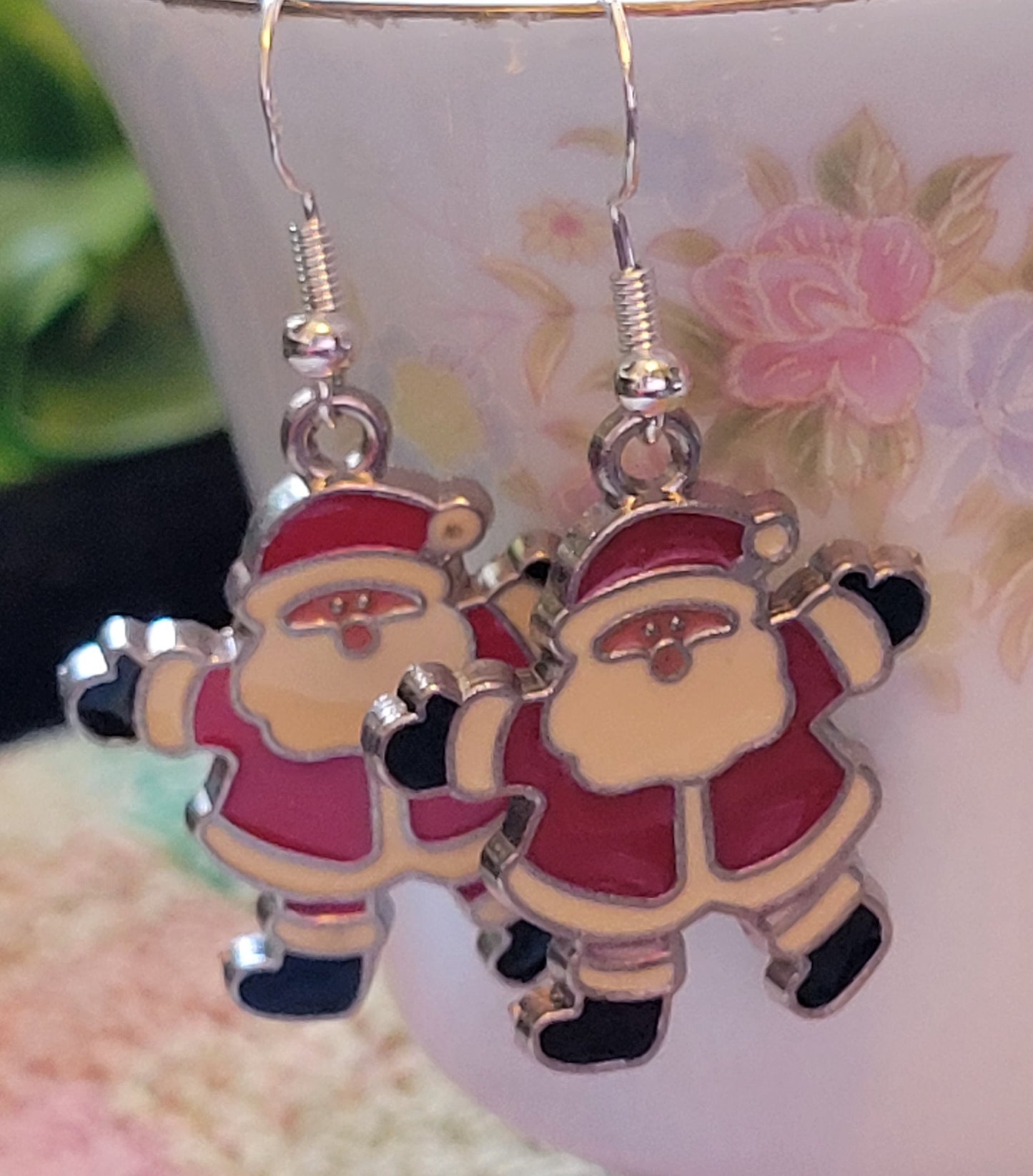 Artisan Adorable SANTA  Vintage Style Dangle Drop Earrings French Wire...
