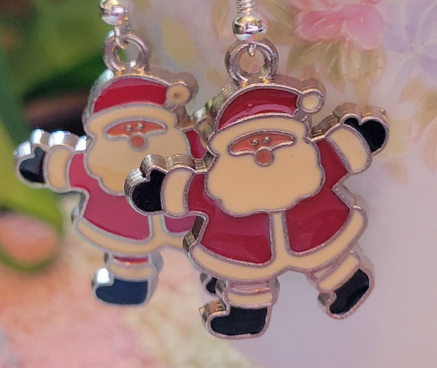 Artisan Adorable SANTA  Vintage Style Dangle Drop Earrings French Wire...