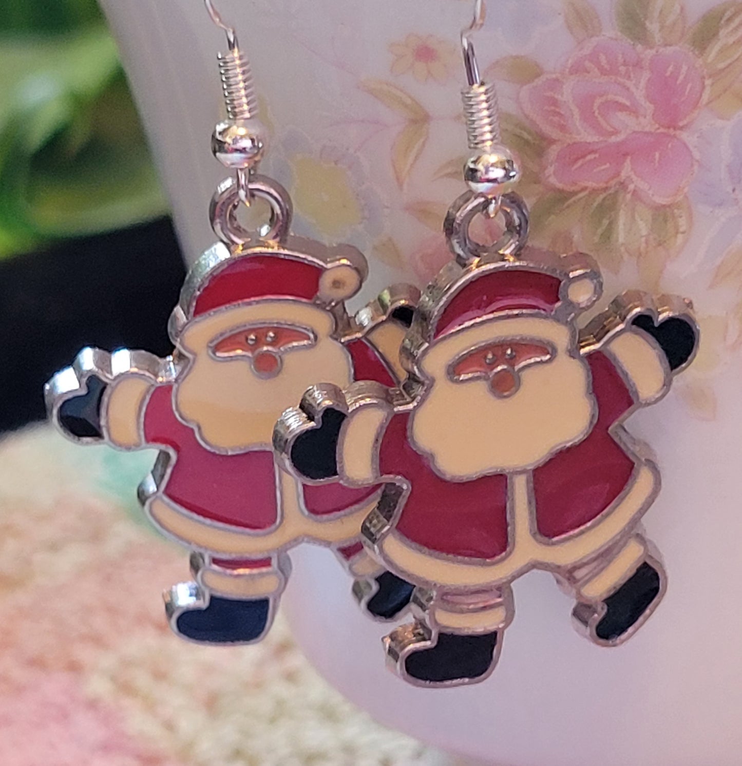 Artisan Adorable SANTA  Vintage Style Dangle Drop Earrings French Wire...