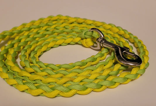 Paracord Braided Dog Leash Lead 6ft (Yellow & Lime Green) Med or Lg Dog Training/Walking