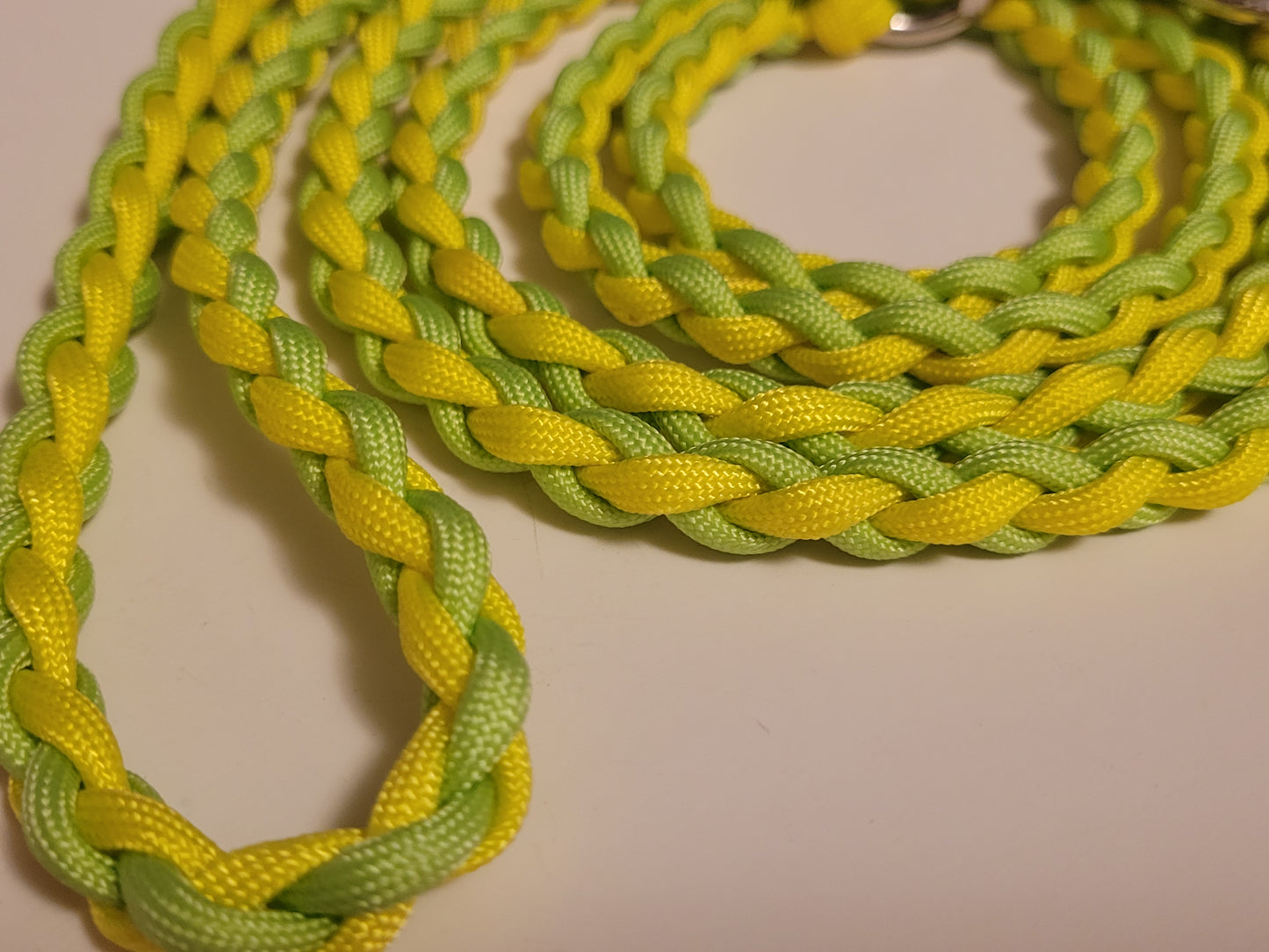 Paracord Braided Dog Leash Lead 6ft (Yellow & Lime Green) Med or Lg Dog Training/Walking