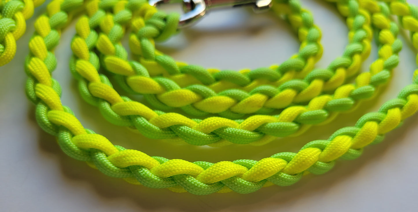 Paracord Braided Dog Leash Lead 6ft (Yellow & Lime Green) Med or Lg Dog Training/Walking