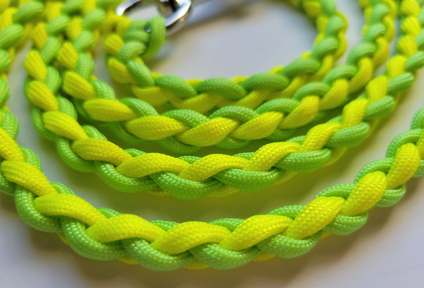 Paracord Braided Dog Leash Lead 6ft (Yellow & Lime Green) Med or Lg Dog Training/Walking