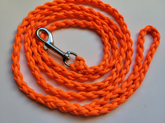 Paracord Braided Dog Leash Lead 6 ft (Bright ORANGE) MED or LG Dog Lead Train Walk