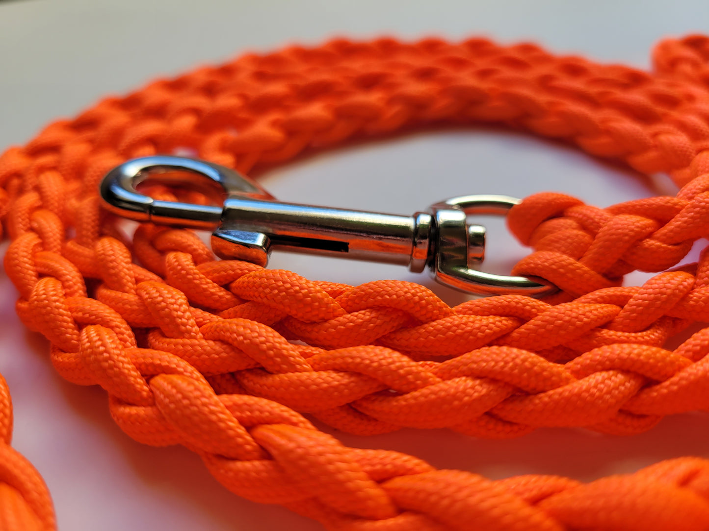 Paracord Braided Dog Leash Lead 6 ft (Bright ORANGE) MED or LG Dog Lead Train Walk